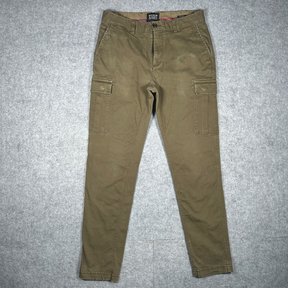 Scotch & Soda Cargo Pants Mens 30x32 Brown Stuart Slim Fit Chino Military